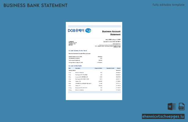 Beispiel-Word- und PDF-Beispiel der Firmenerklärung des südkoreanischen Unternehmens Daegu